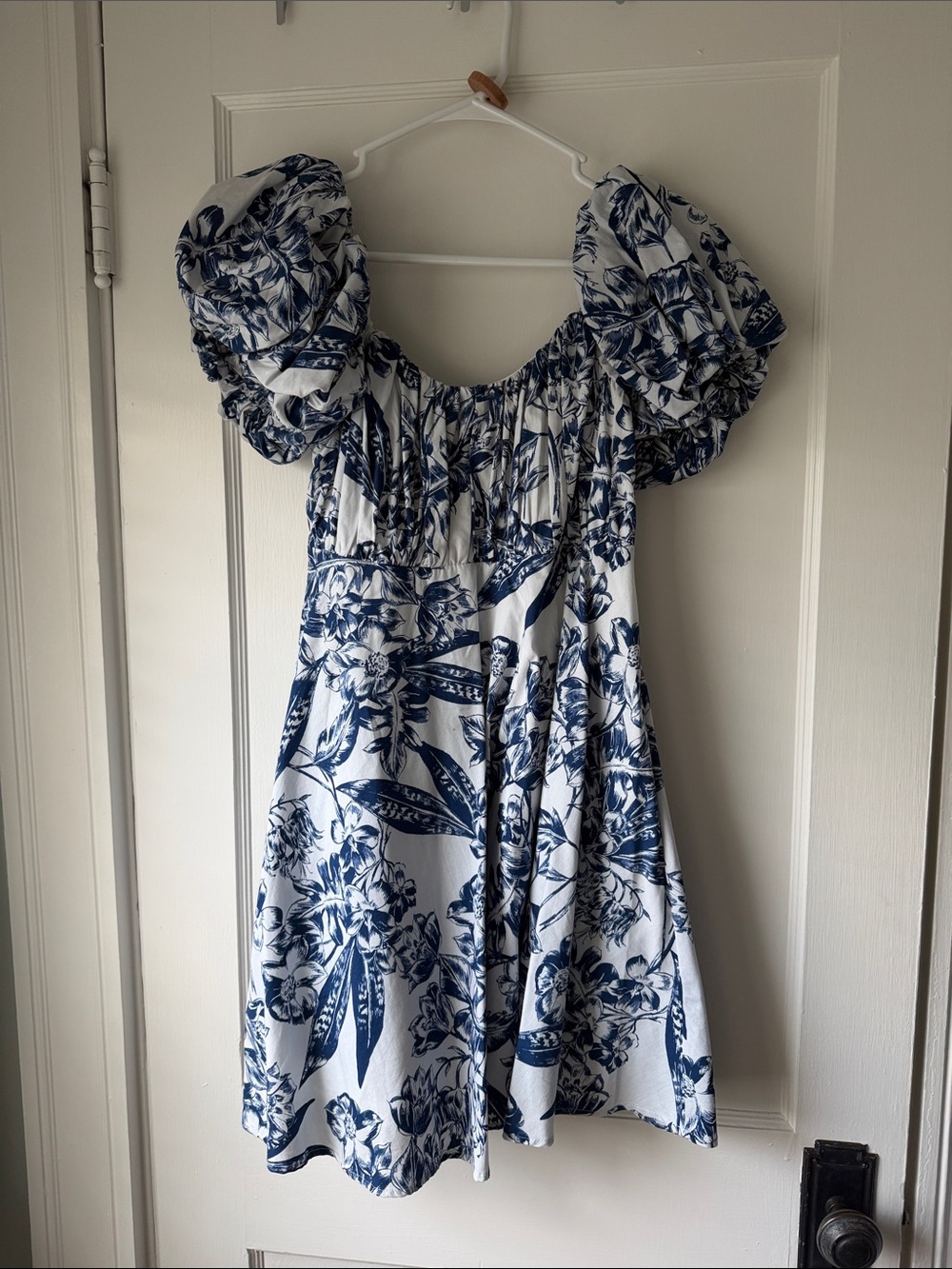 Abercrombie & Fitch Ruched Puff Sleeve Mini Dress